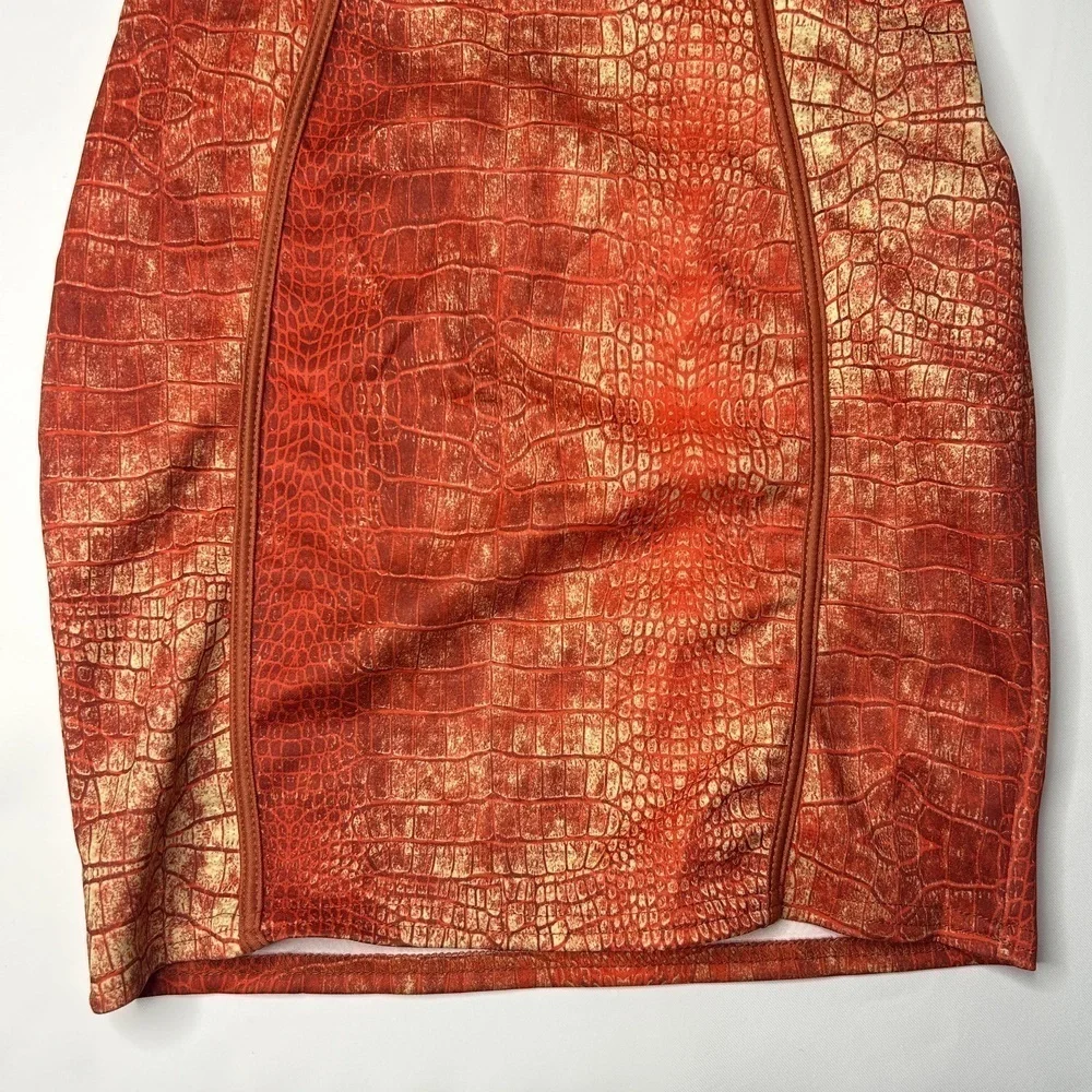 PrettyLittleThing Women's Clear Strap Snake Print Bodycon Dress Size 6 - Picture 3 of 8